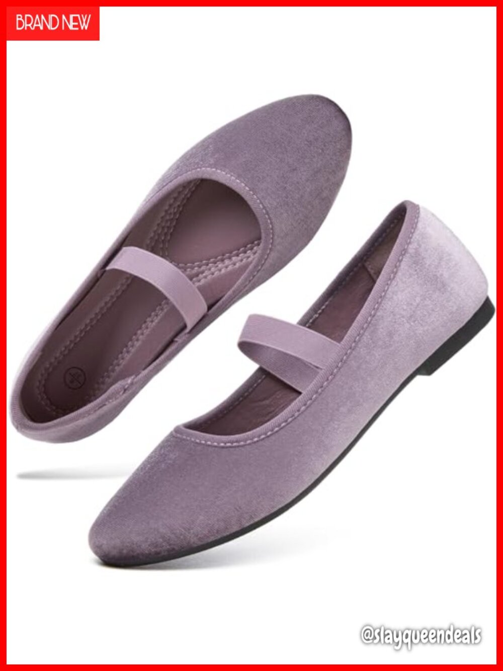 Velvet Mary Jane Flats Elastic Strap Round Toe Slip-On